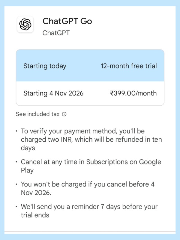 ChatGPT Go फ्री सब्सक्रिप्शन INDIA में-एक साल तक फ्री में AI का मज़ा!